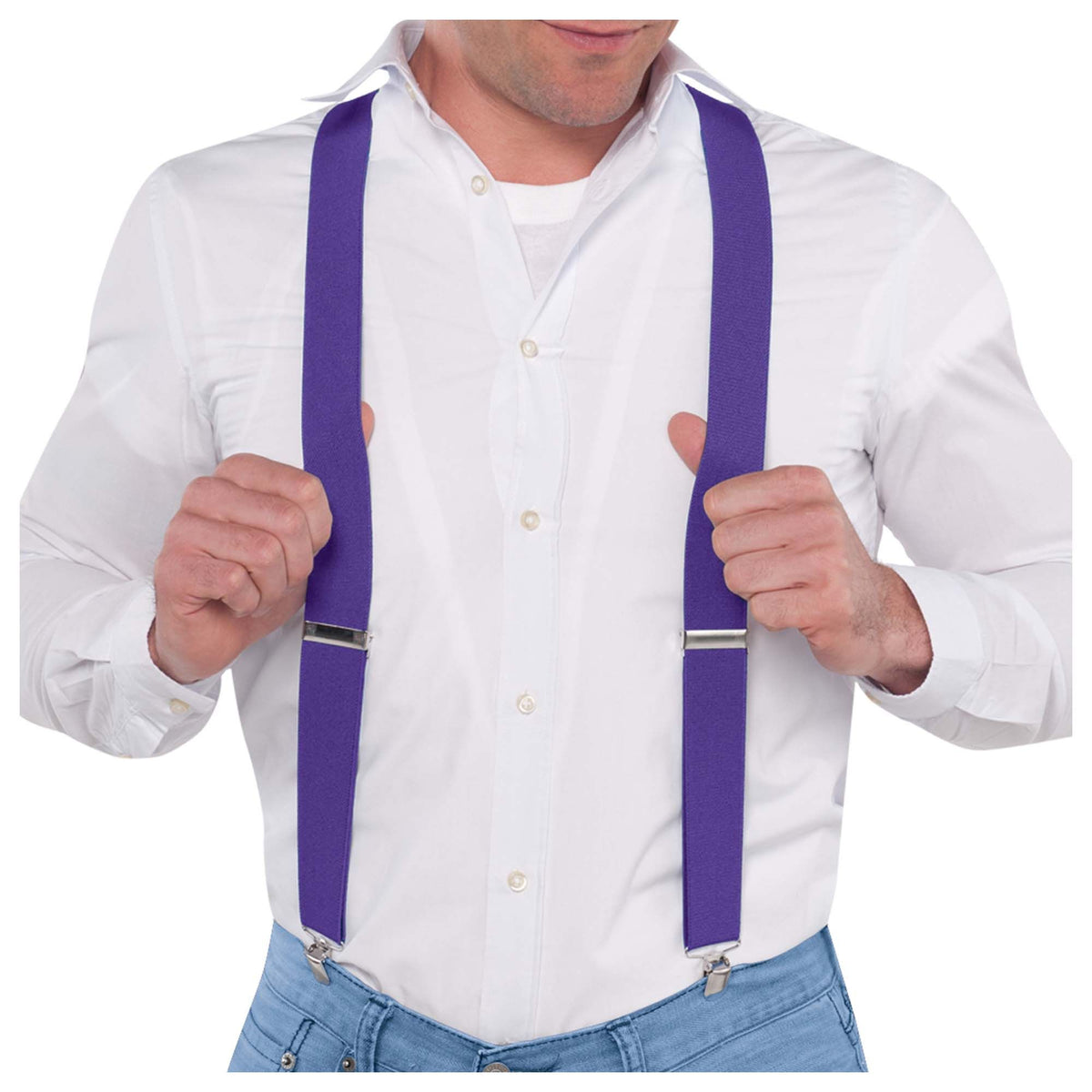 Purple Adjustable Y-Back Suspenders, One Size
