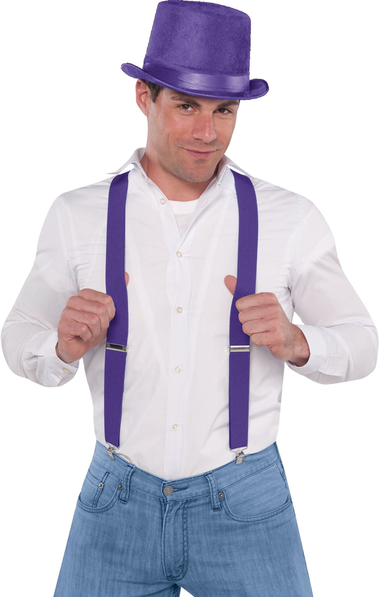 Purple Adjustable Y-Back Suspenders, One Size