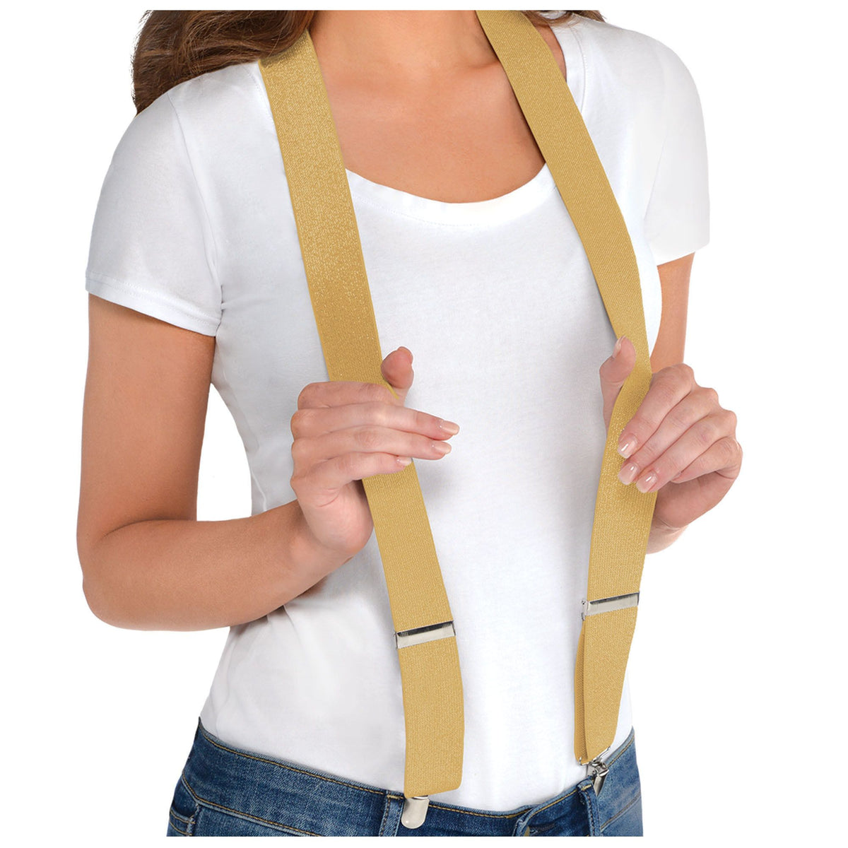 Gold Adjustable Y-Back Suspenders, One Size