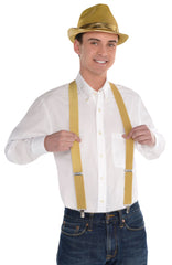 Gold Adjustable Y-Back Suspenders, One Size
