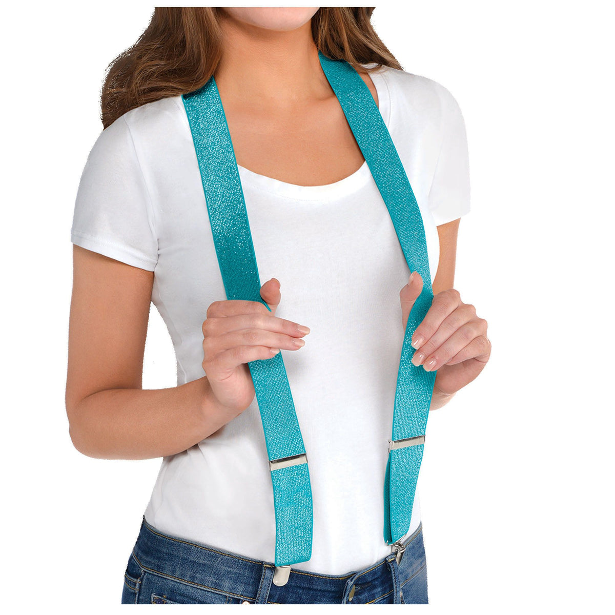 Turquoise Adjustable Y-Back Suspenders, One Size