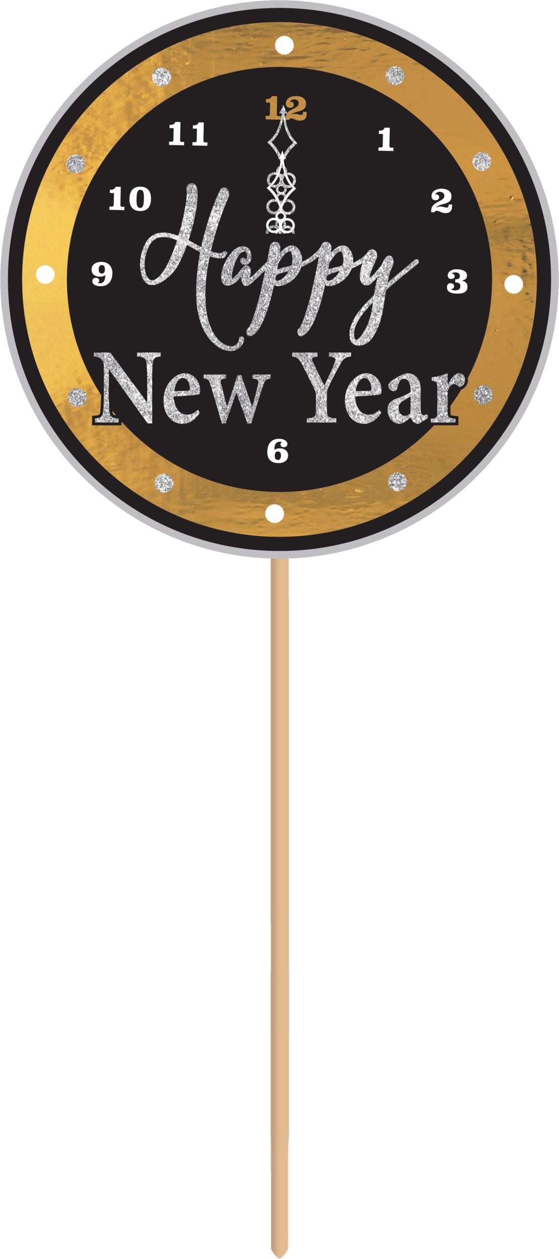 Black, Gold, & Silver New Year's Photo Booth Kit, 21-pc
