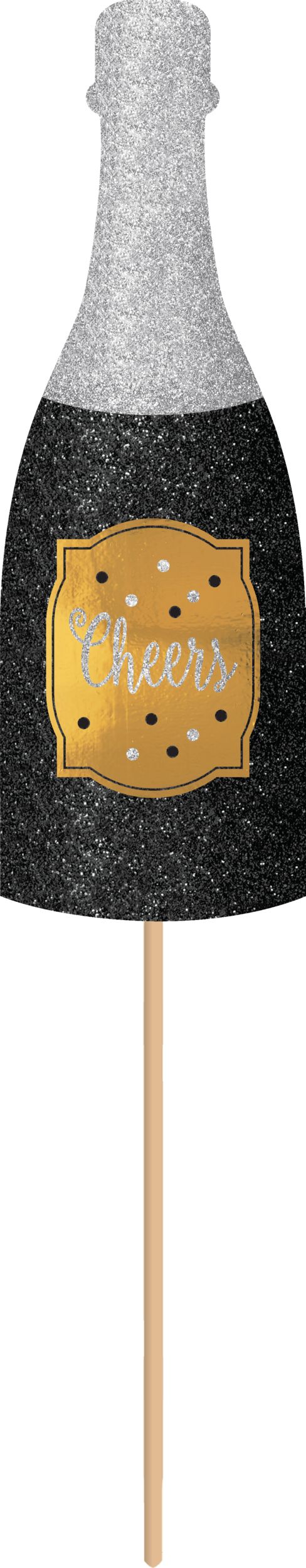 Black, Gold, & Silver New Year's Photo Booth Kit, 21-pc