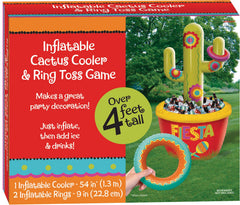 Fiesta Cactus Ring Toss Inflatable Cooler, Green/Red, 54-inch