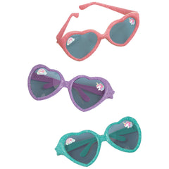 Unicorn Heart-Shaped Glitter Sunglasses, Pink/Purple/Teal, One Size, 8-pk
