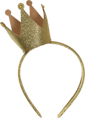Glitter Crown Headband, Gold, One Size