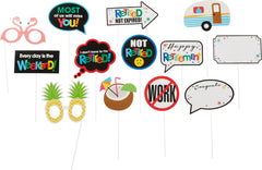 Happy Retirement Photo Booth Sign Props, 7-inch, 13-pk