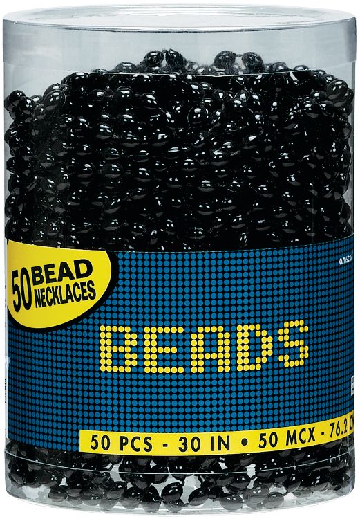Beaded Necklace Jewelry, Assorted Colors, 30-inch, 50-Pack