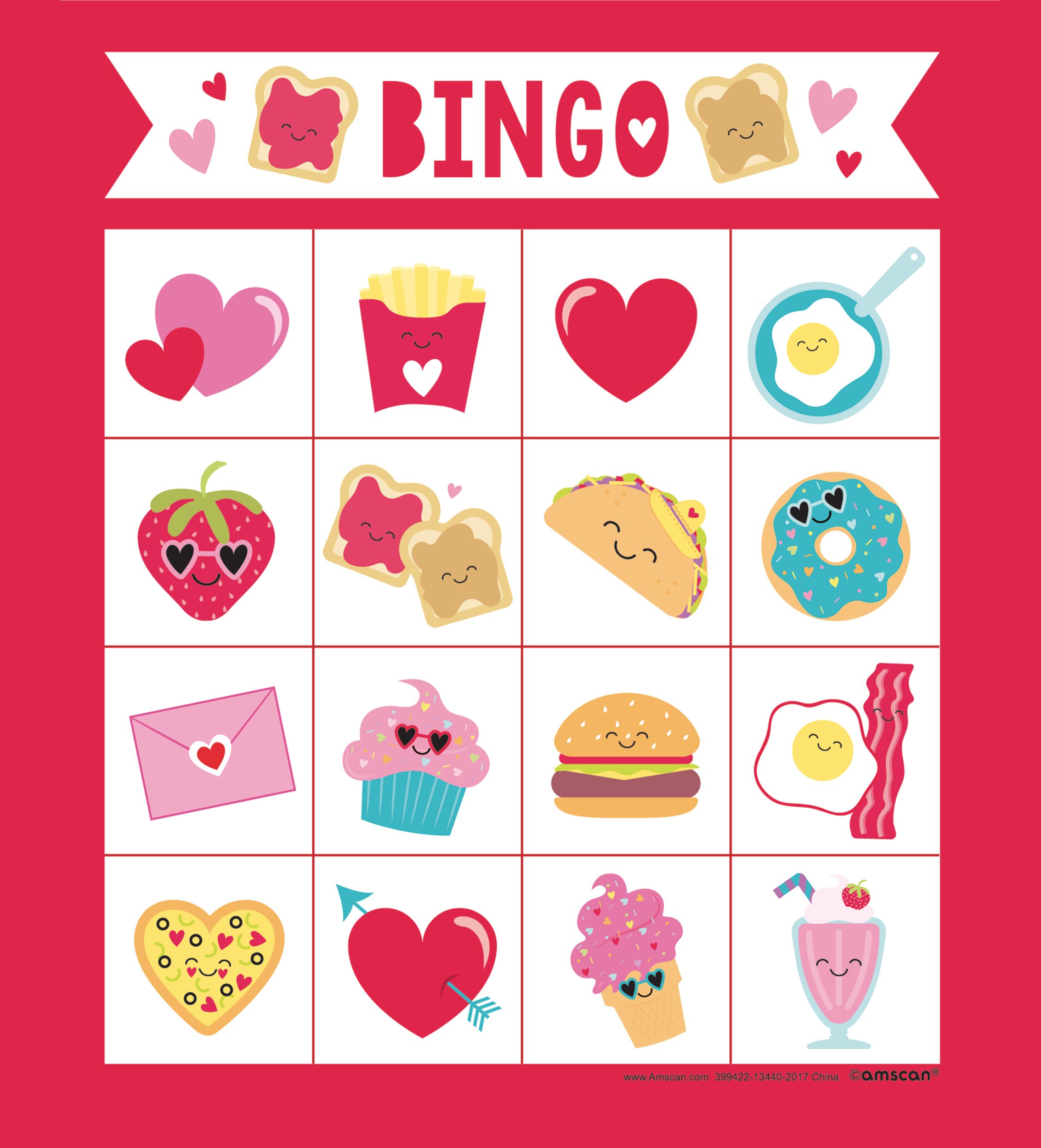 Food Valentine's Day Bingo