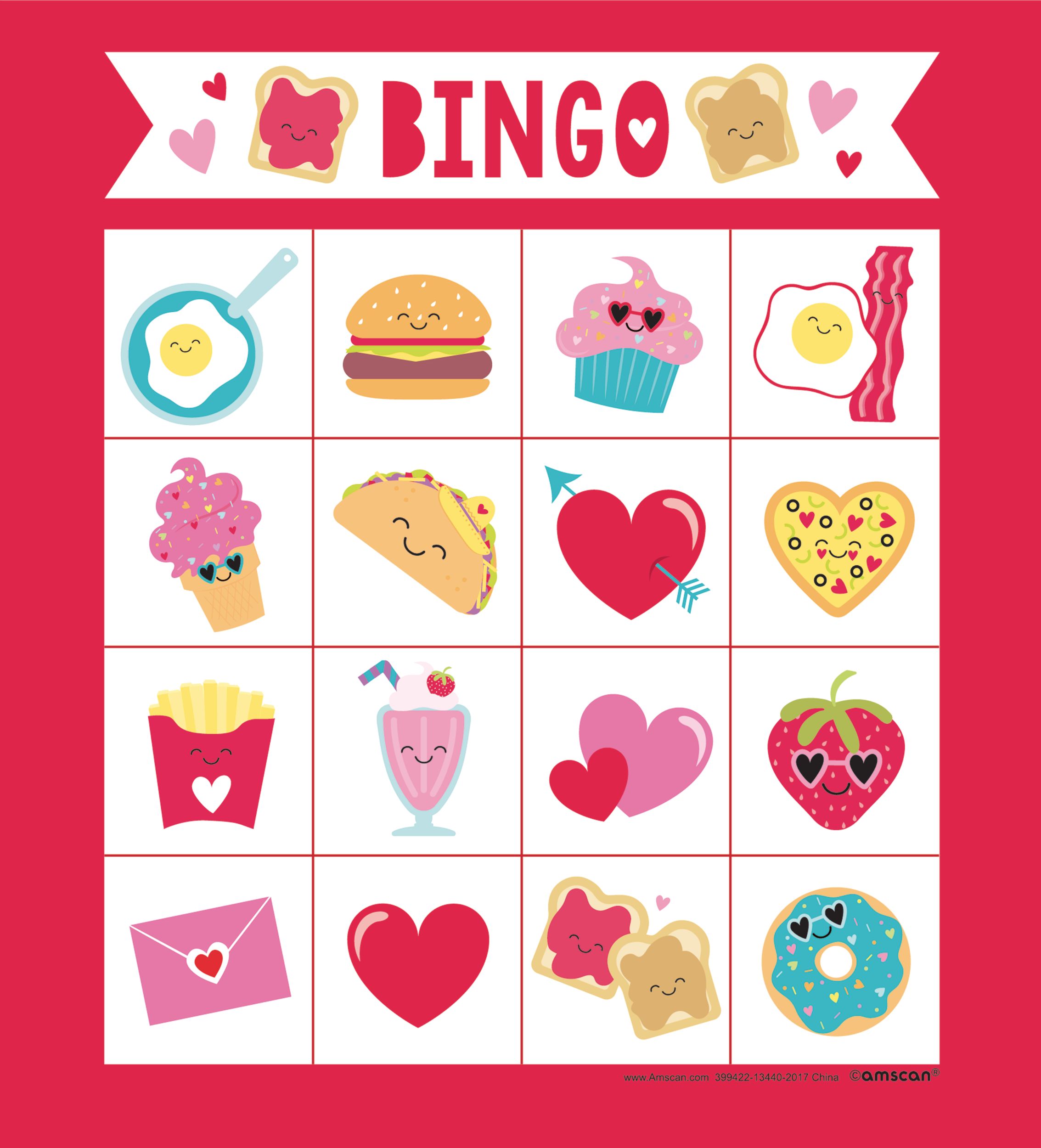 Food Valentine's Day Bingo