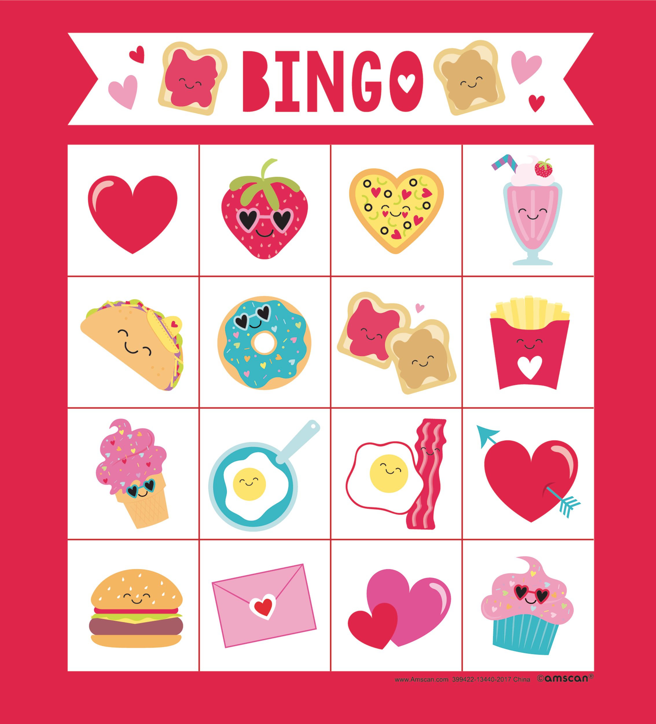 Food Valentine's Day Bingo