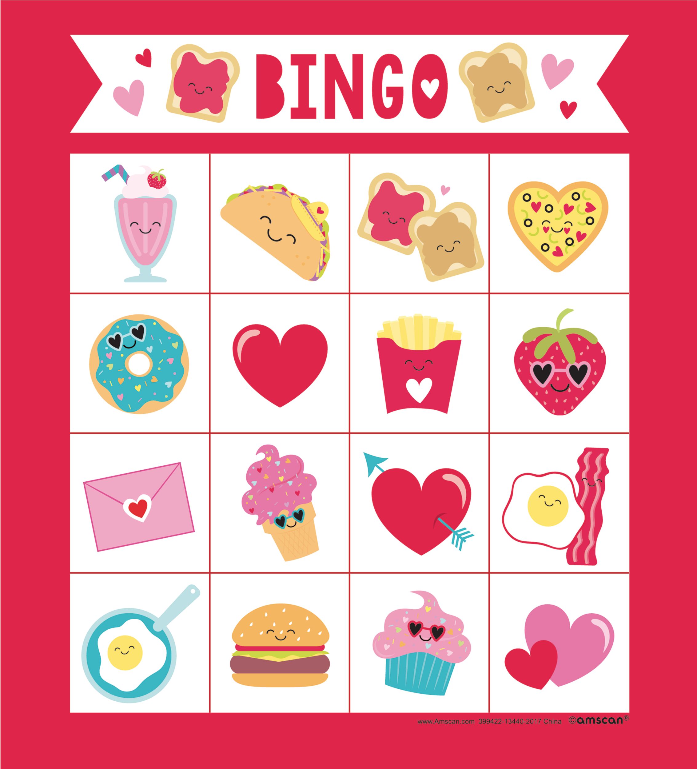 Food Valentine's Day Bingo