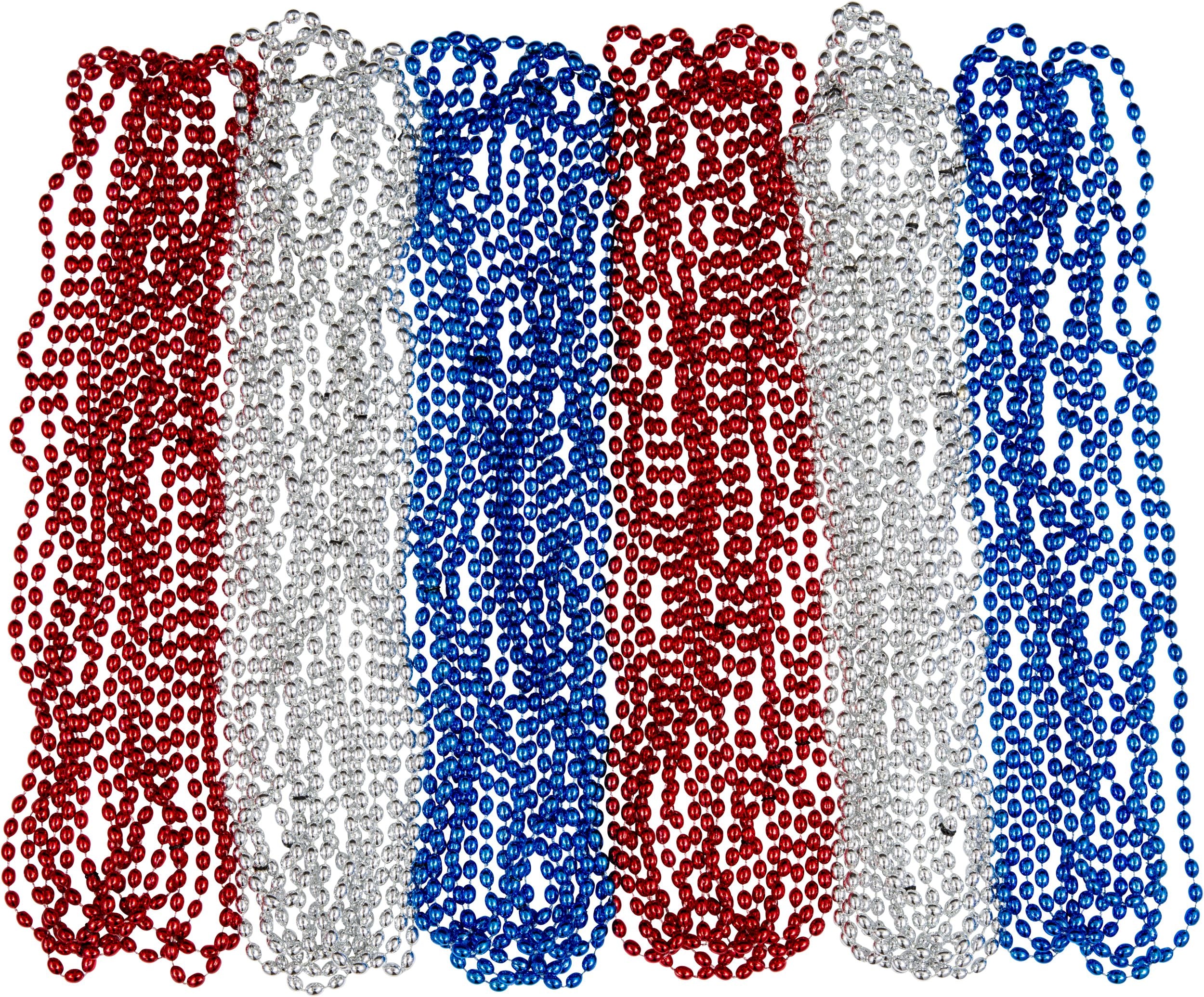 Bead Necklaces, Red/White/Blue, 50-pk
