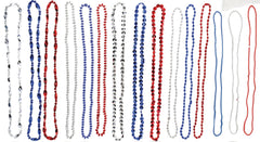 Bead Necklaces, Red/White/Blue, 50-pk