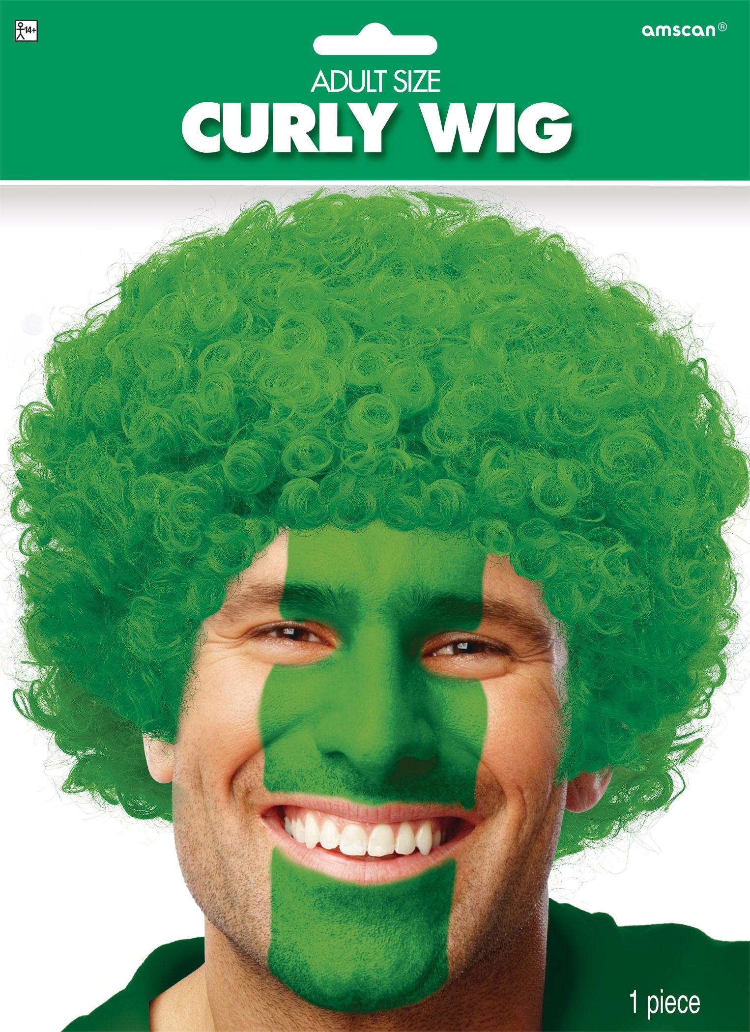 Festive Green Curly Wig, One Size, Costume Accessory