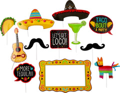 Fiesta Photo Booth Sign Props, Yellow/Red/Black, 22.5-inch, 12-pk