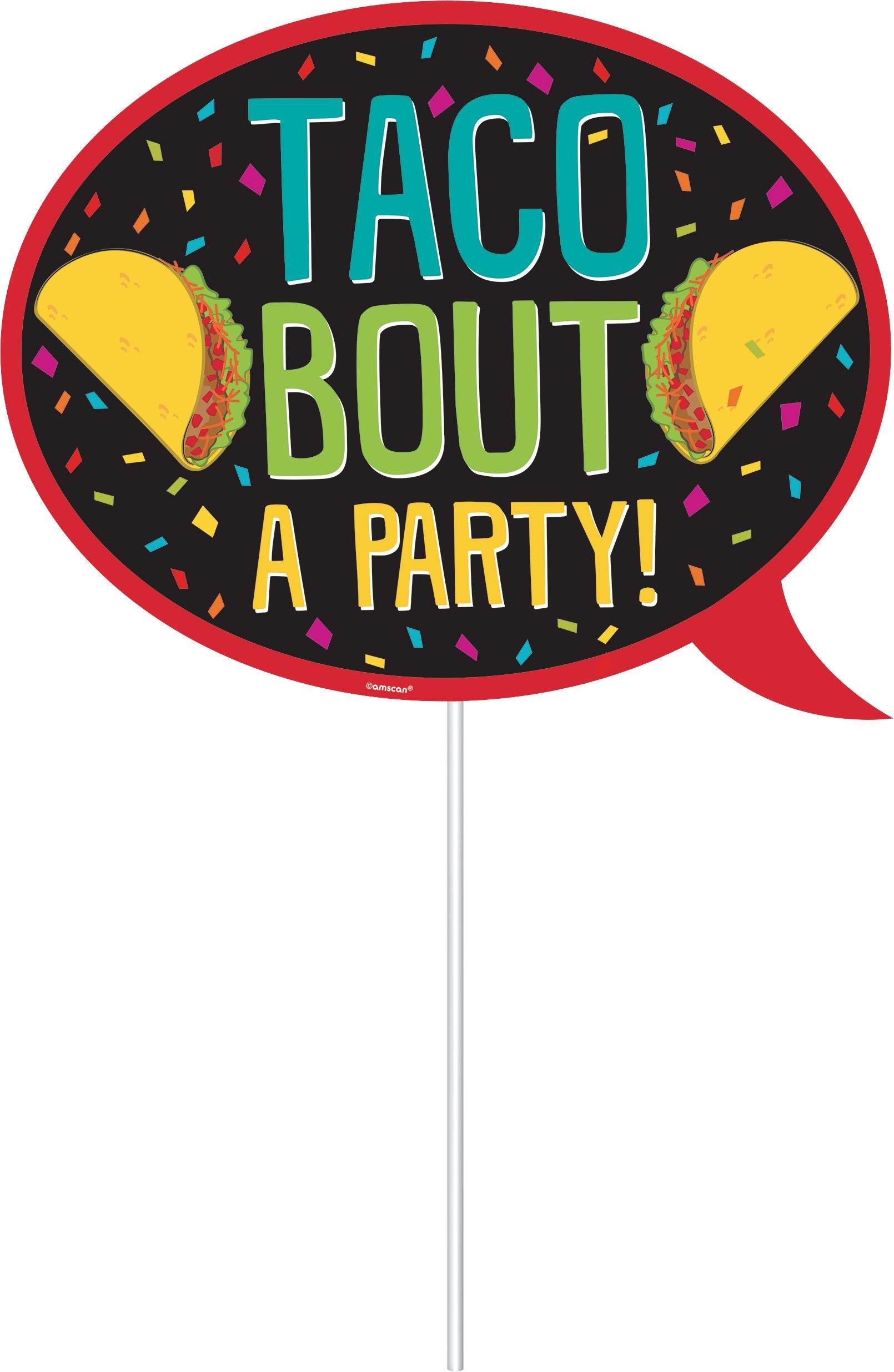Fiesta Photo Booth Sign Props, Yellow/Red/Black, 22.5-inch, 12-pk