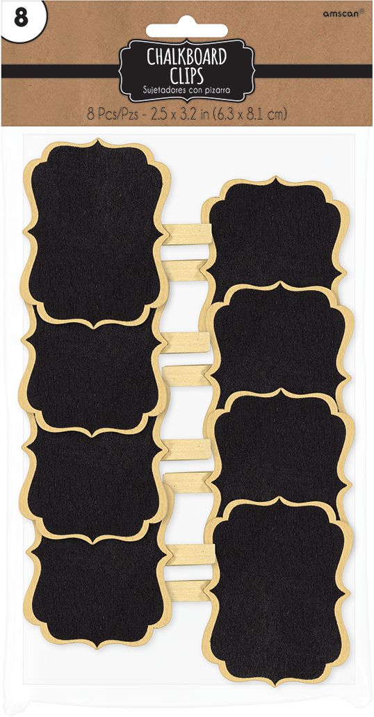 Chalkboard Label Clips, Black, 8-pk, for Birthday Party