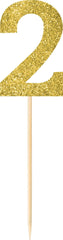 Glitter Gold Number 2 Pick Signs, 7.5-inch, 4-pk