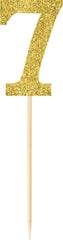 Glitter Number 7 Pick Signs, Gold, 7.5-inch, 4-pk