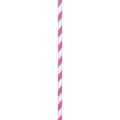 Bright Pink Striped Paper Straws, 8-inch, 50-pack