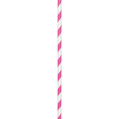 Bright Pink Striped Paper Straws, 8-inch, 50-pack