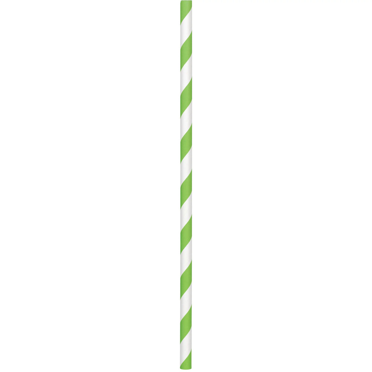 Kiwi Green Striped Paper Straws, 50-pk