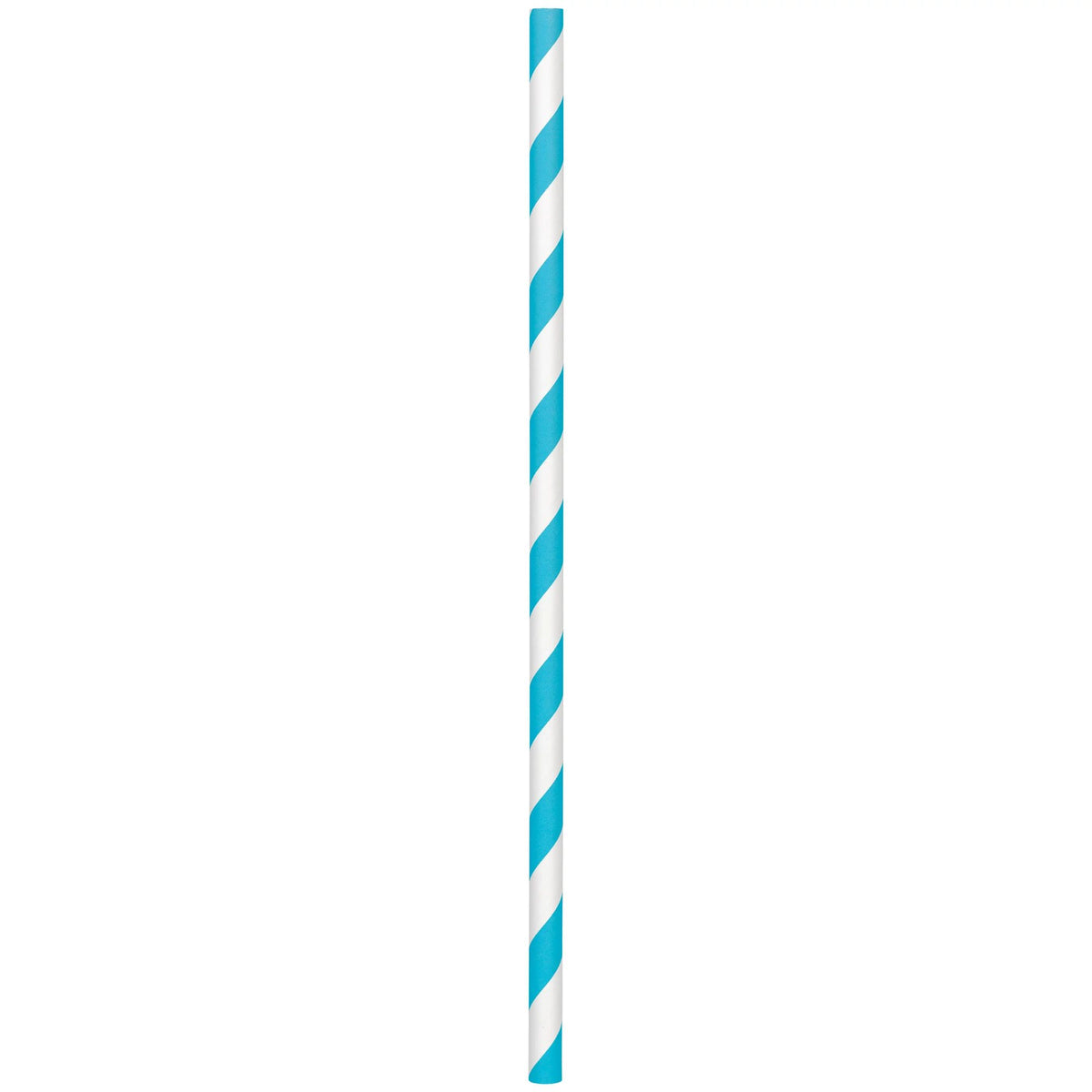 Caribbean Blue Striped Paper Straws, 8-inch, 50-pack