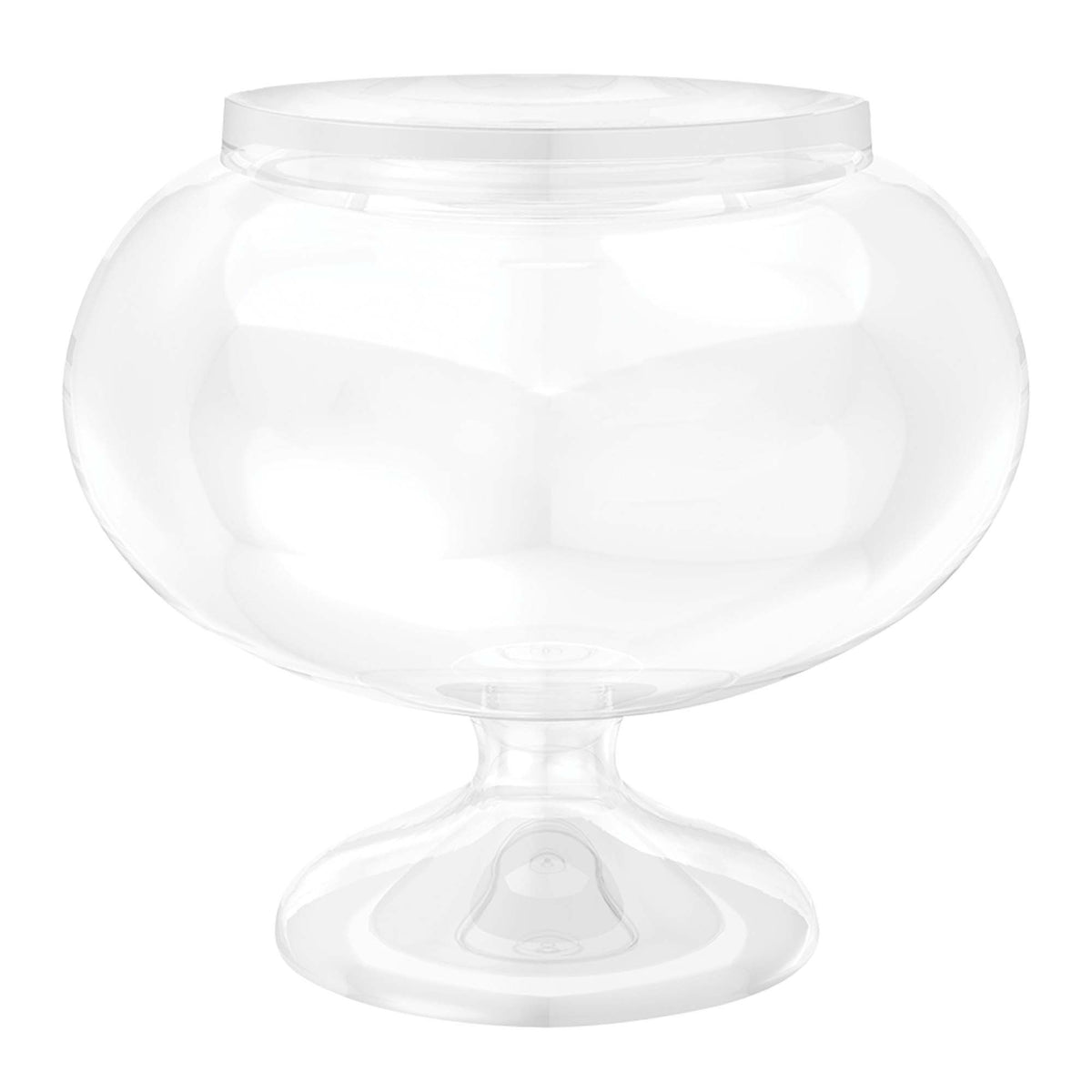 Clear Plastic Pedestal Serving Bowl, Round, 60-ounce