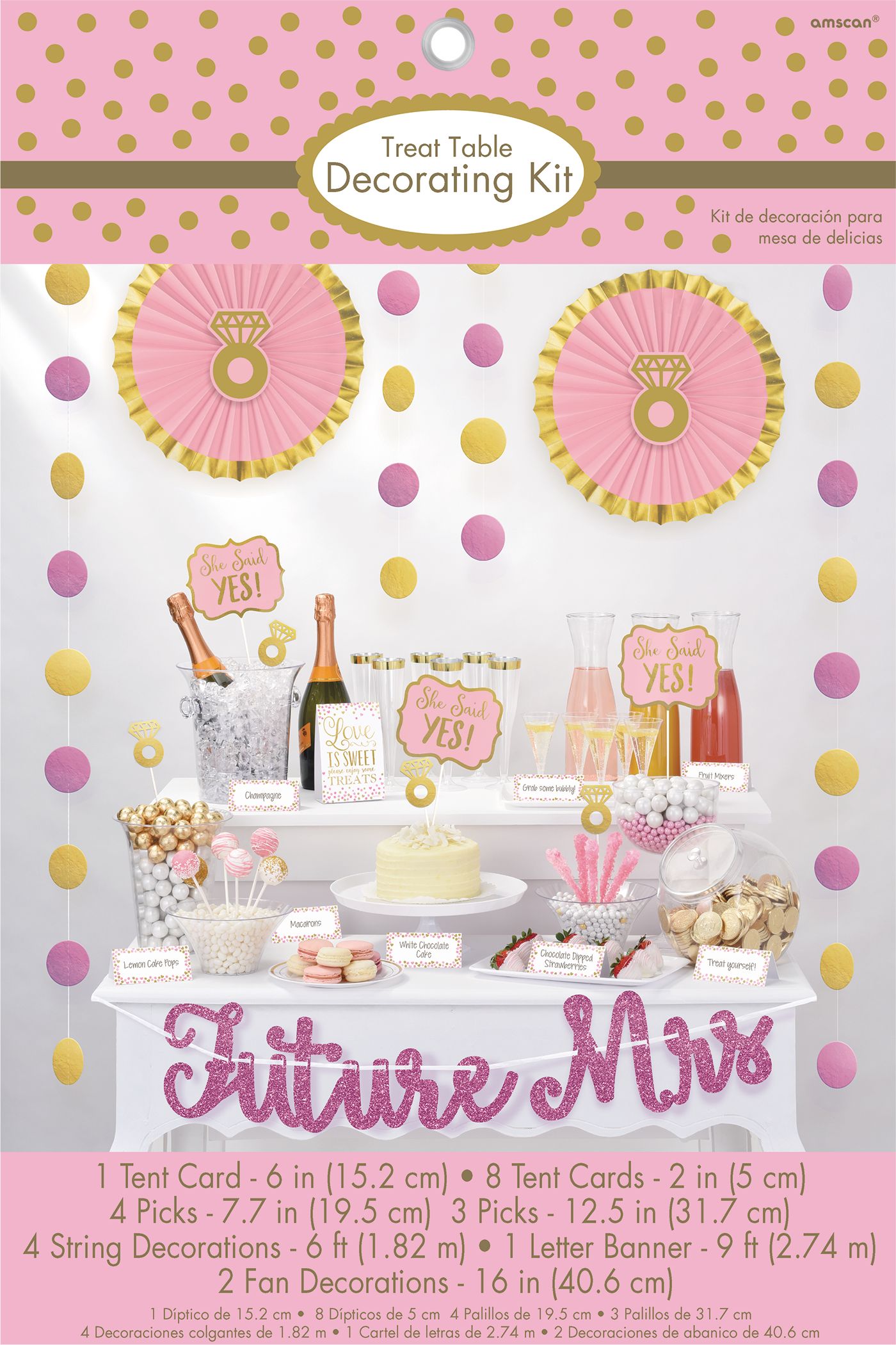 Love is Sweet Buffet Decorating Kit, Pink/Gold, 9-inch, 23-pk