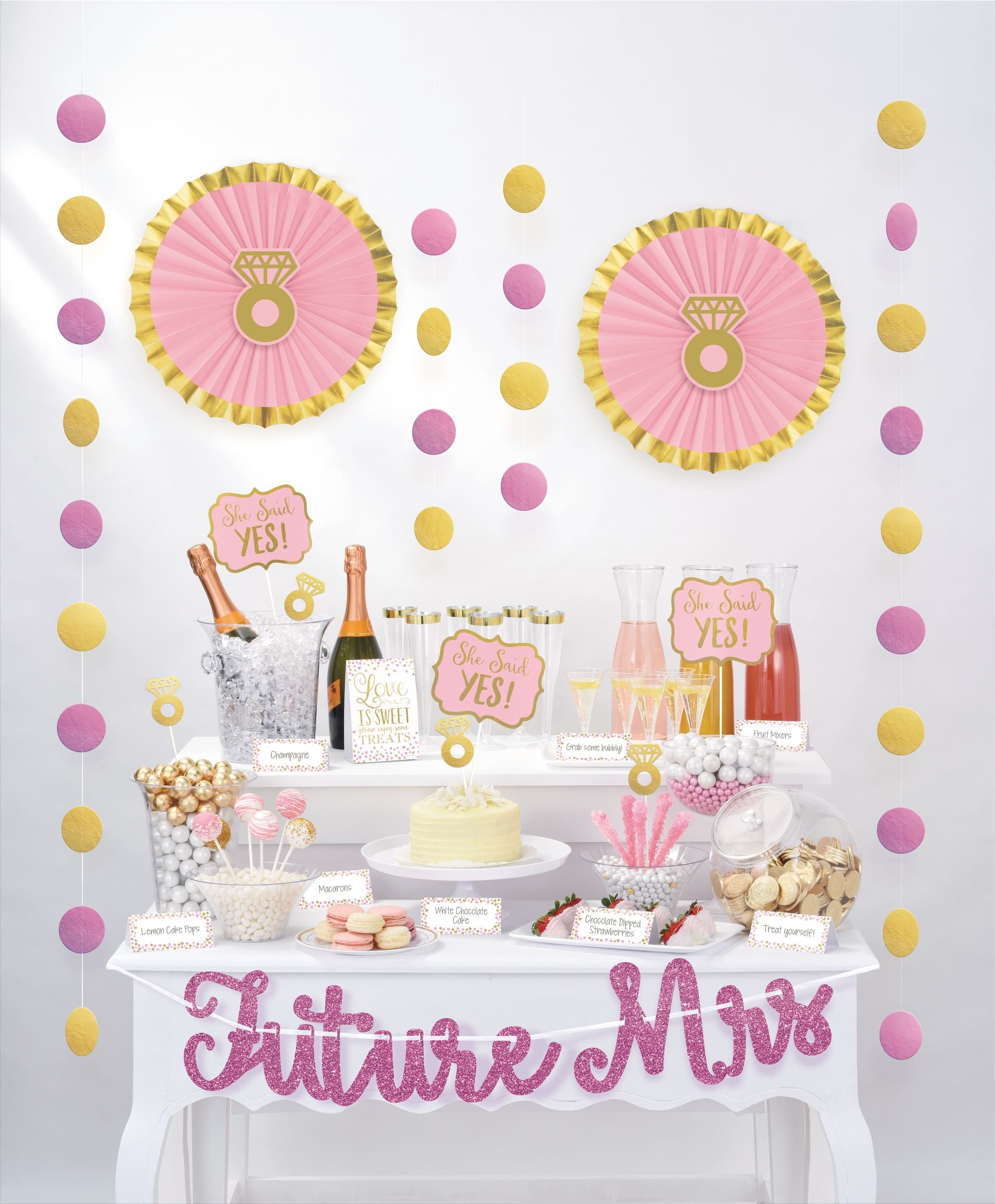 Love is Sweet Buffet Decorating Kit, Pink/Gold, 9-inch, 23-pk