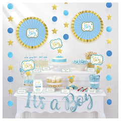"It's a Boy" Buffet Decorating Kit, Blue/Gold, 16-inch, 23-pk