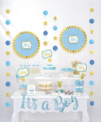 "It's a Boy" Buffet Decorating Kit, Blue/Gold, 16-inch, 23-pk