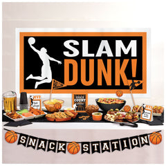 Basketball Slam Dunk Buffet Decorating Kit, Orange/Black, 6-foot, 15-pk