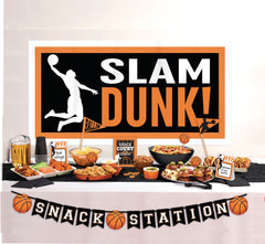 Basketball Slam Dunk Buffet Decorating Kit, Orange/Black, 6-foot, 15-pk