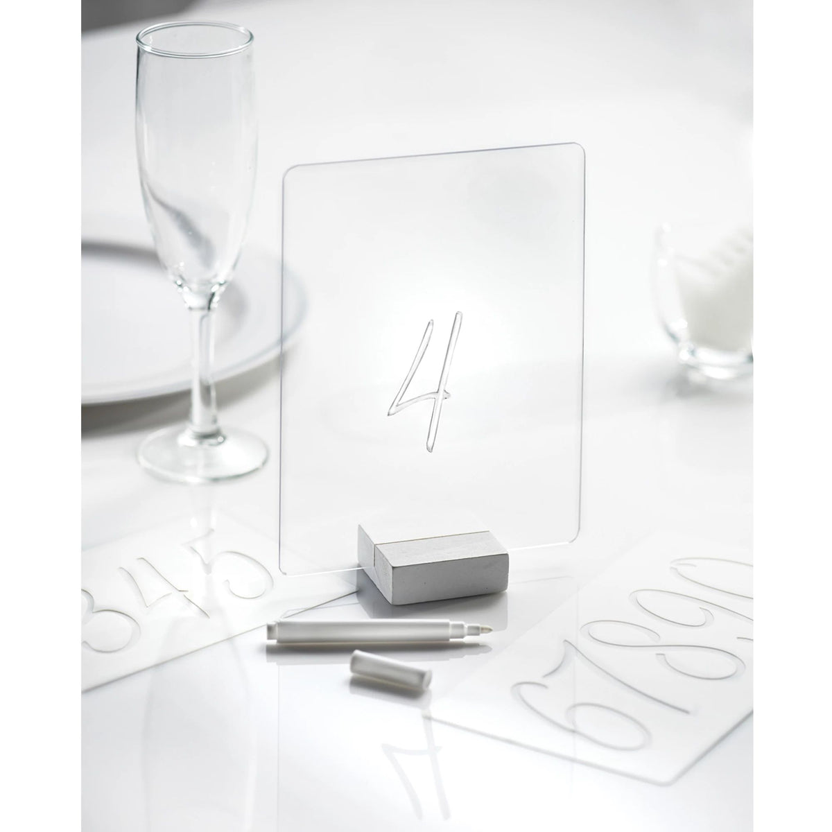Customizable Acrylic Table Signs, Stencils, Clear, 2.2 inch, 8-pk
