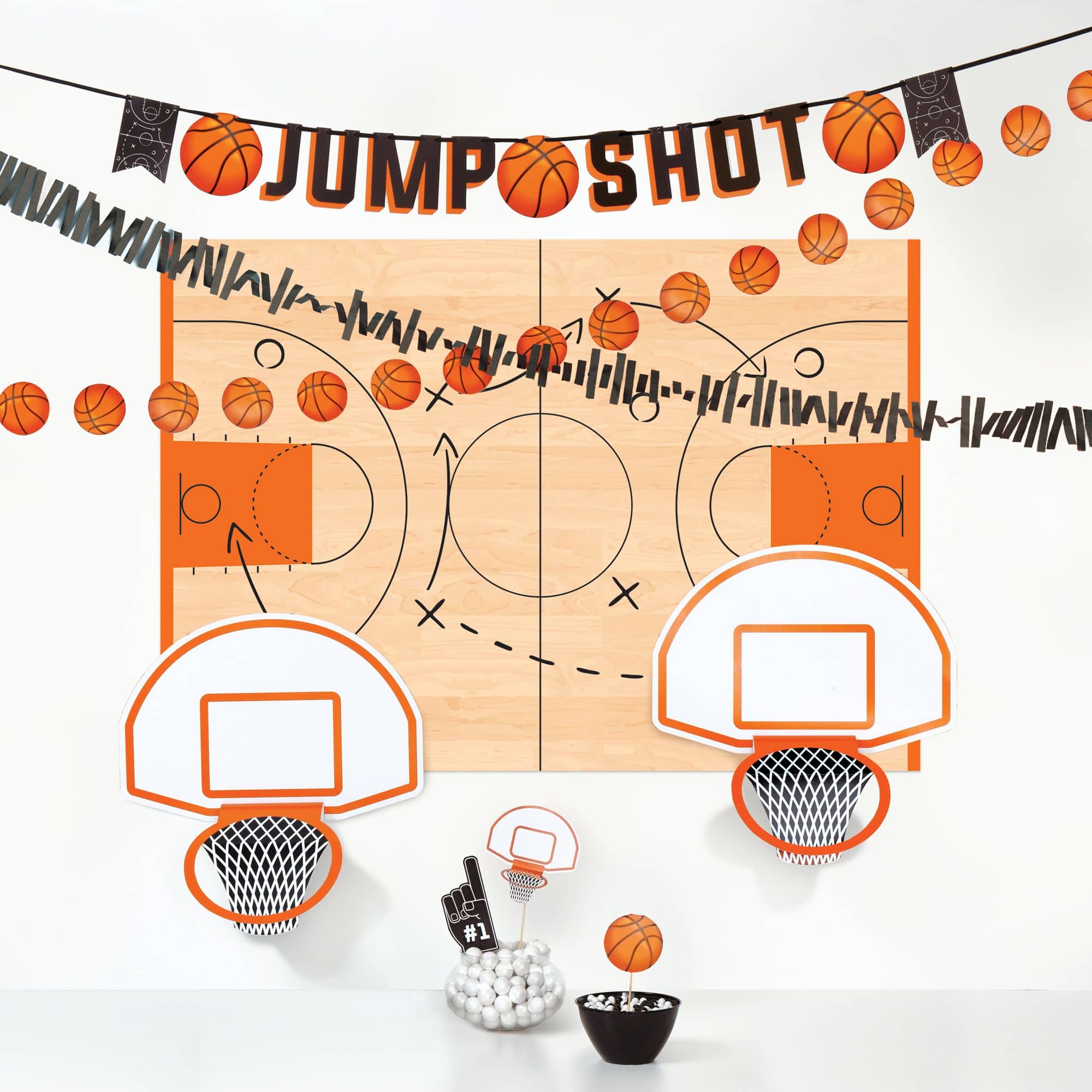 Basketball Jump Shot Buffet Decorating Kit, Assorted, 12-pk