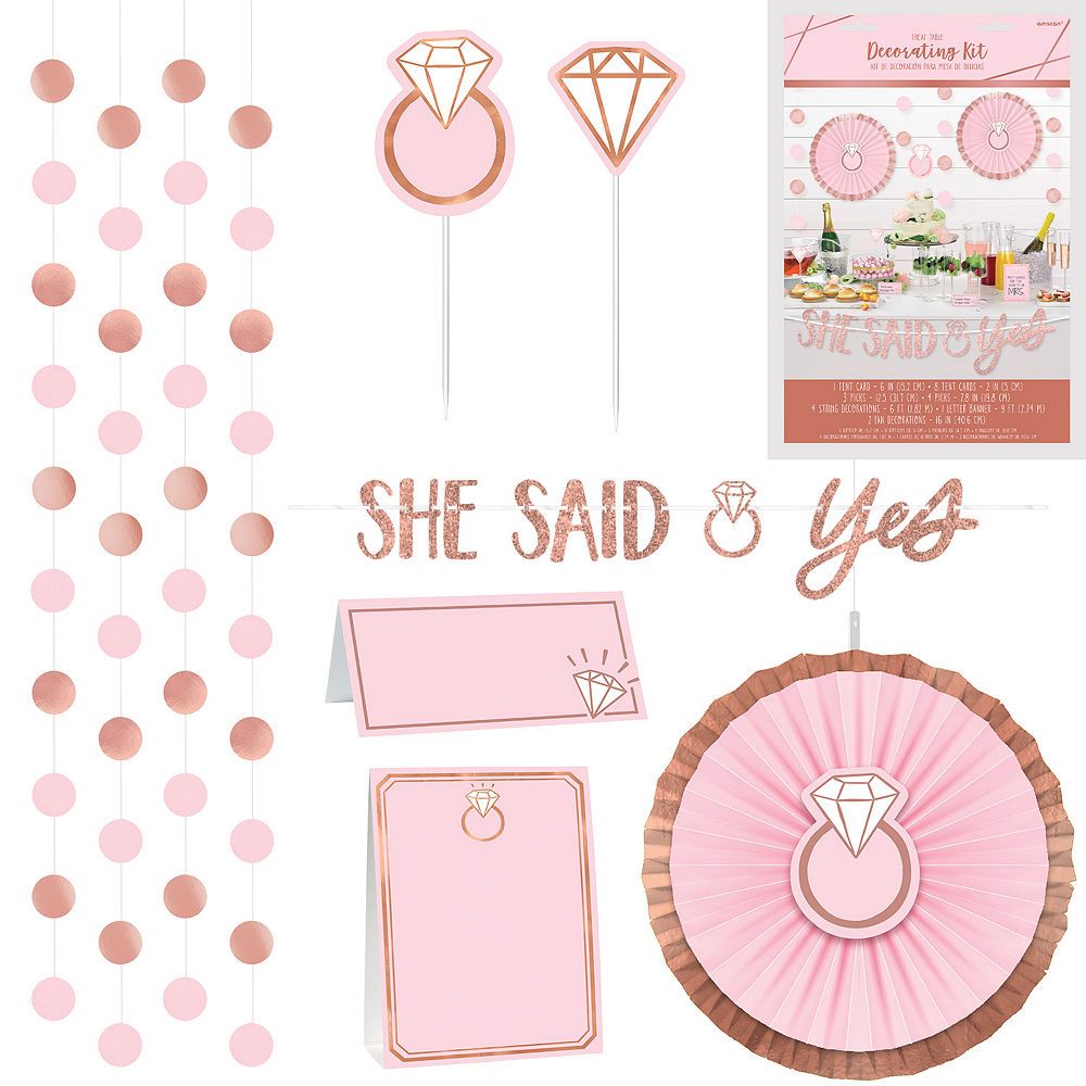 Blush Rose Gold Buffet Table Decorating Kit, 9-inch, 23-pk