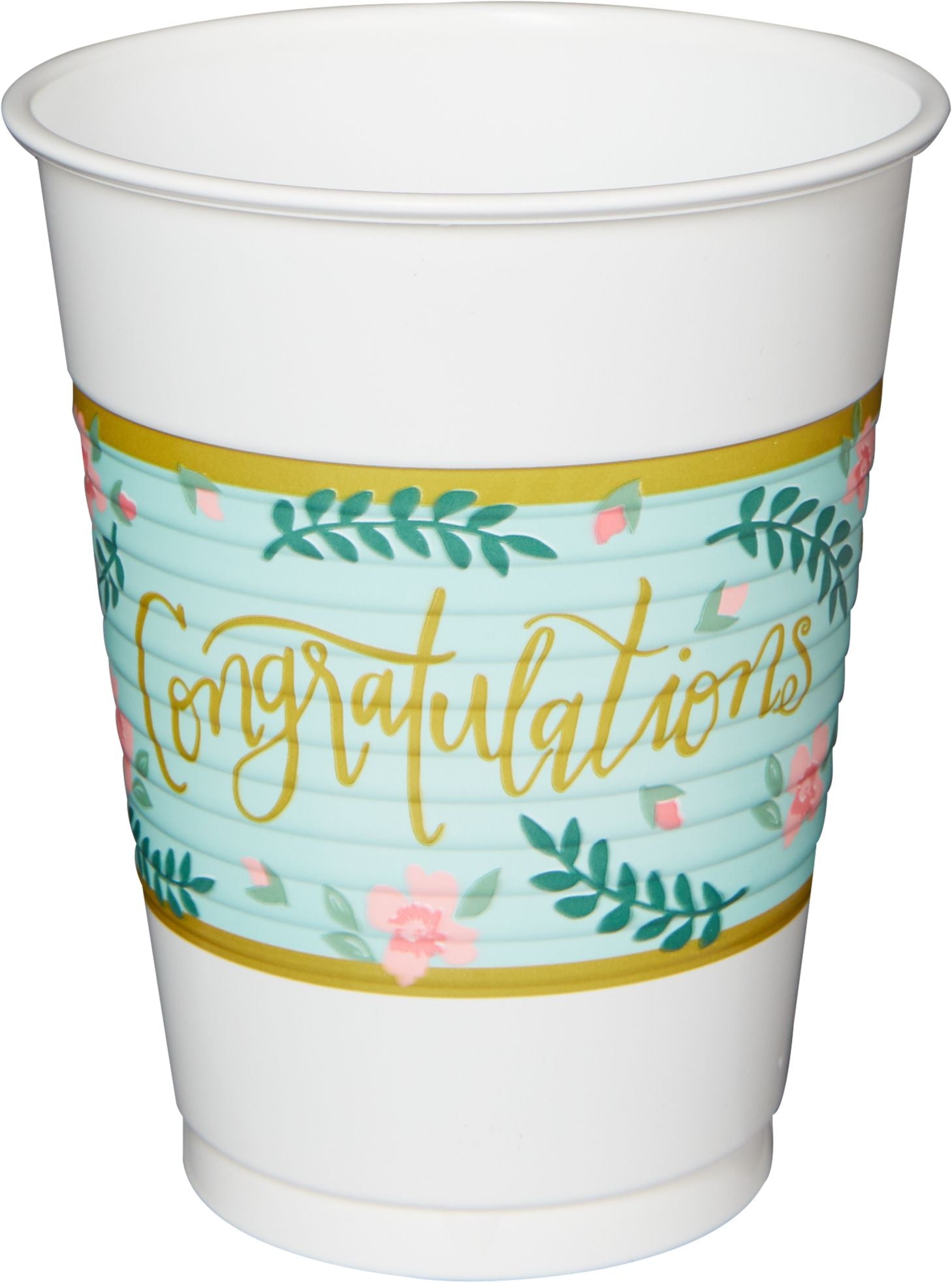 Mint to Be Floral Plastic Reusable Cups, 16-oz, 25-pk