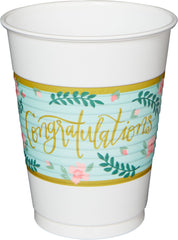 Mint to Be Floral Plastic Reusable Cups, 16-oz, 25-pk