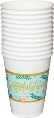 Mint to Be Floral Plastic Reusable Cups, 16-oz, 25-pk