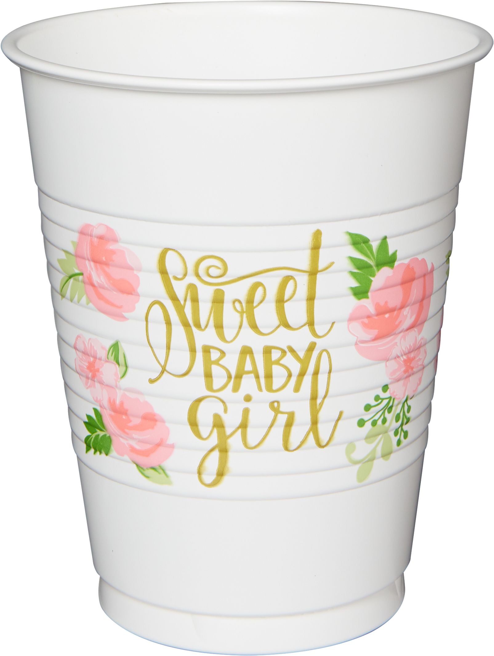 Floral Baby Girl Plastic Cups, 16-oz, 25-pk