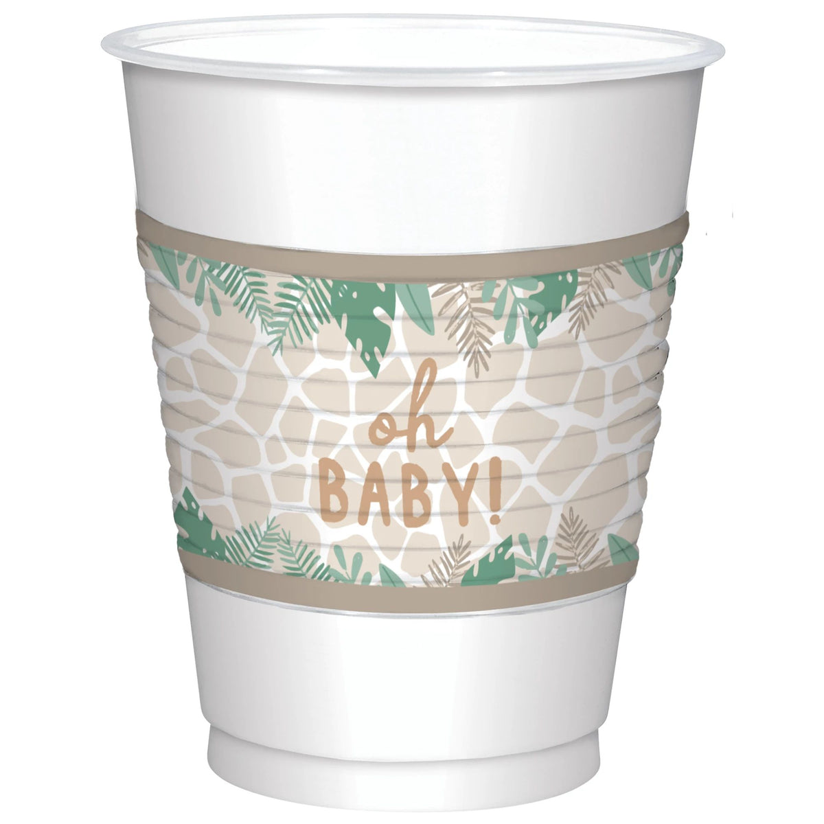 Jungle Baby Oh Baby Plastic Cups, Beige, 16 Ounce, 25-pk