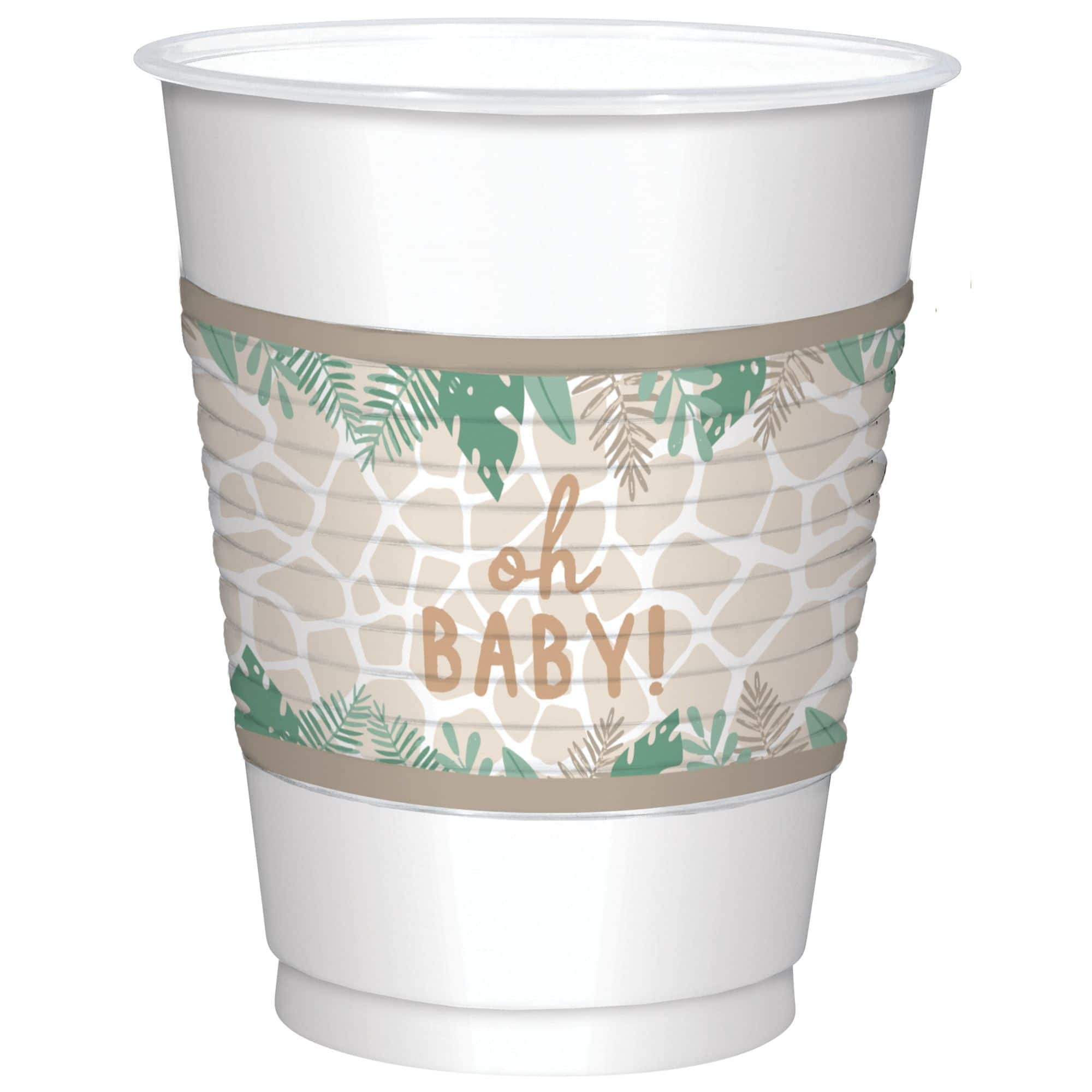 Jungle Baby Oh Baby Plastic Cups, Beige, 16 Ounce, 25-pk