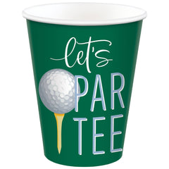 "Let's Par Tee" Golf Paper Cups, 12-oz, 20-pk, Blue/Green/White