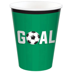 Soccer Goal Paper Cups, Black/Green/White, 12-oz, 20-pk