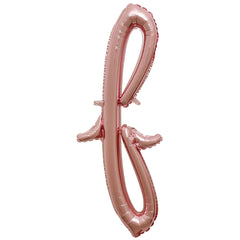 Rose Gold Script Letter "F" Foil Balloon, 8-in