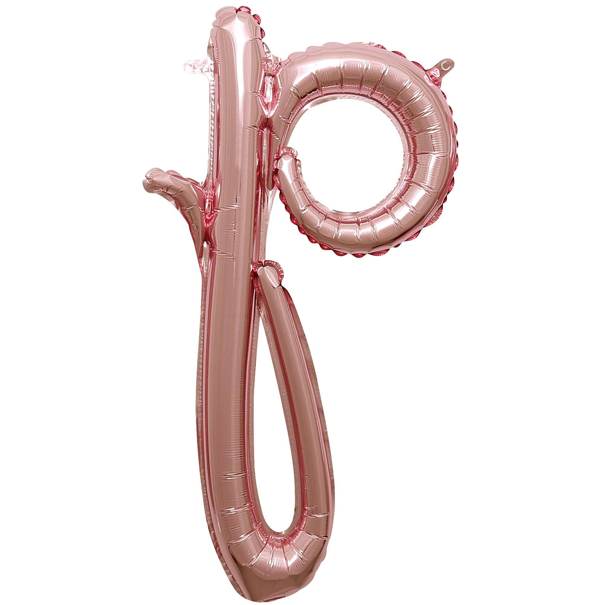 Rose Gold Script Letter "P" Foil Balloon, 8-Inch