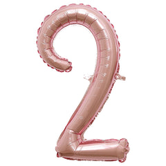 Rose Gold Script Number 2 Foil Balloon, 8-Inch