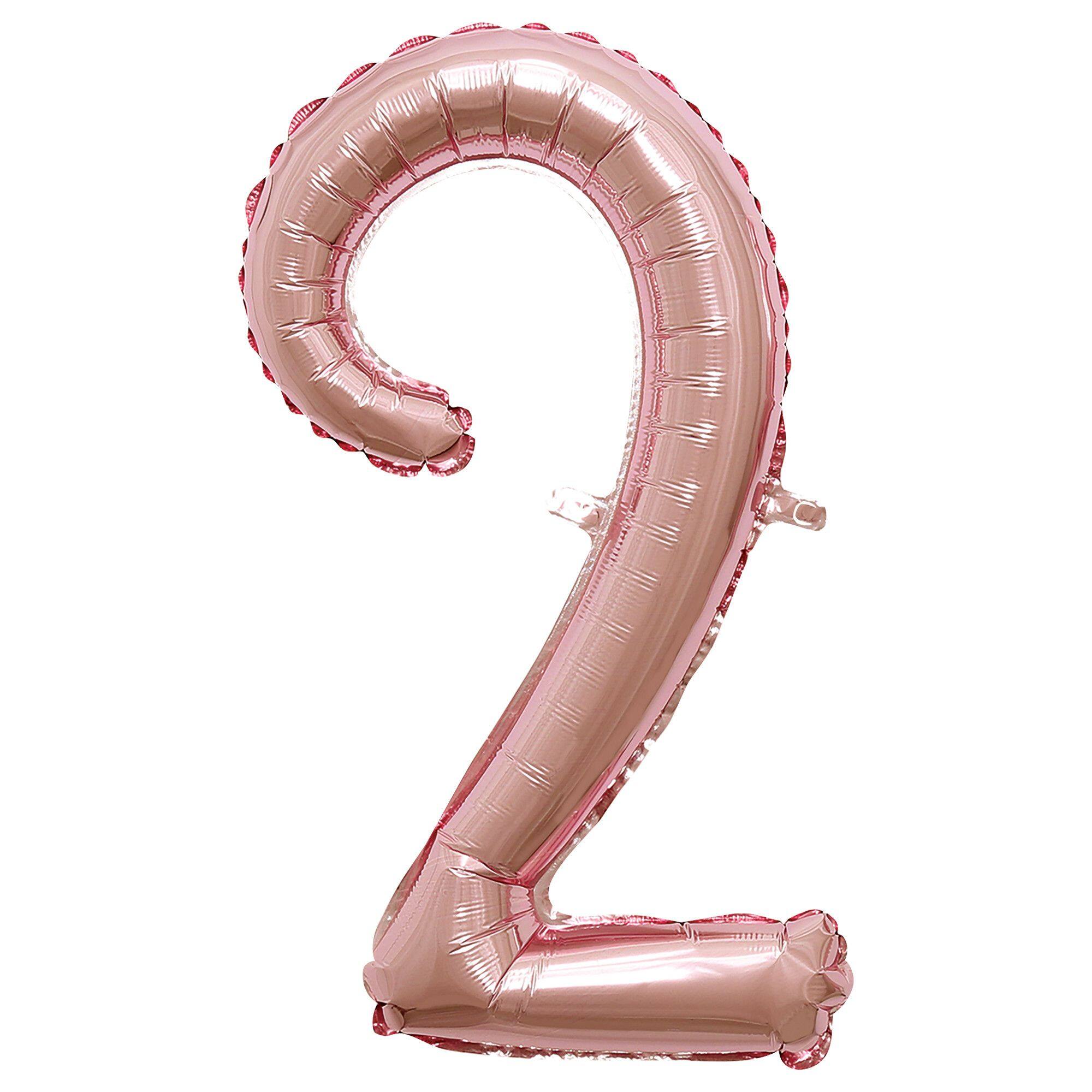 Rose Gold Script Number 2 Foil Balloon, 8-Inch